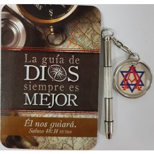 Llavero mini destornillador con tarjeta La guía de Dios siempre es mejor. Él nos guiará. Salmo 48:14.
